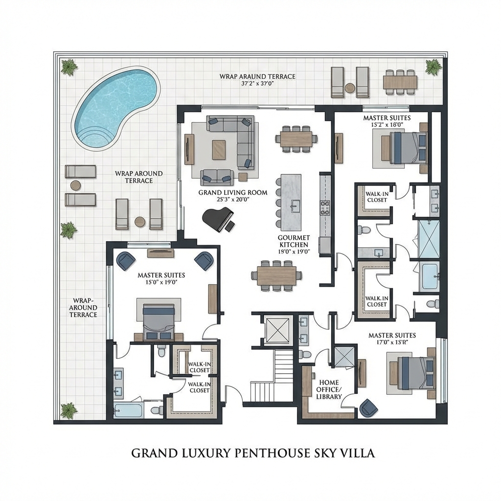 Mặt bằng Penthouse / Sky Villa